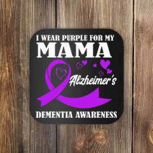 I Wear Purple For My Mom Alzheimers Dementia Awareness Coaster