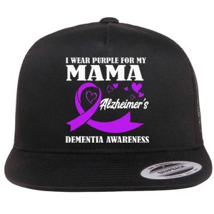 I Wear Purple For My Mom Alzheimers Dementia Awareness Flat Bill Trucker Hat