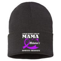 I Wear Purple For My Mom Alzheimers Dementia Awareness Sustainable Knit Beanie