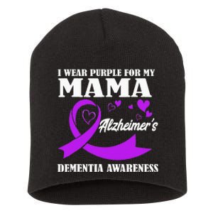 I Wear Purple For My Mom Alzheimers Dementia Awareness Short Acrylic Beanie