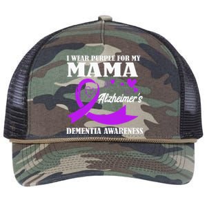 I Wear Purple For My Mom Alzheimers Dementia Awareness Retro Rope Trucker Hat Cap