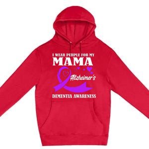 I Wear Purple For My Mom Alzheimers Dementia Awareness Premium Pullover Hoodie