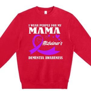 I Wear Purple For My Mom Alzheimers Dementia Awareness Premium Crewneck Sweatshirt