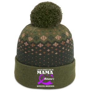 I Wear Purple For My Mom Alzheimers Dementia Awareness The Baniff Cuffed Pom Beanie