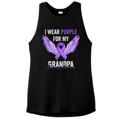 I Wear Purple For My Grandpa Dementia Alzheimer's Awareness Ladies PosiCharge Tri-Blend Wicking Tank