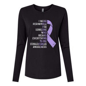 I Wear Periwinkle Ribbon Stomach Cancer Awareness Support Womens Cotton Relaxed Long Sleeve T-Shirt