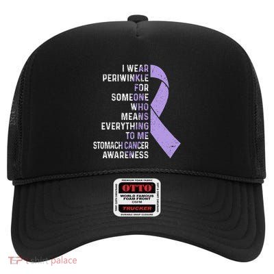 I Wear Periwinkle Ribbon Stomach Cancer Awareness Support High Crown Mesh Back Trucker Hat