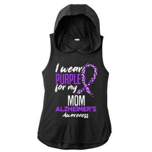 I Wear Purple For My Mom Dementia Alzheimers Awareness Ladies PosiCharge Tri-Blend Wicking Draft Hoodie Tank