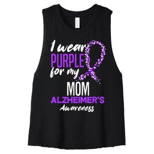 I Wear Purple For My Mom Dementia Alzheimers Awareness Women's Racerback Cropped Tank