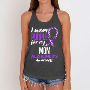 I Wear Purple For My Mom Dementia Alzheimers Awareness Women's Knotted Racerback Tank