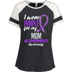 I Wear Purple For My Mom Dementia Alzheimers Awareness Enza Ladies Jersey Colorblock Tee