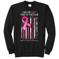 I Wear Pink For My Mother Breast Cancer Ribbon American Flag Sweatshirt