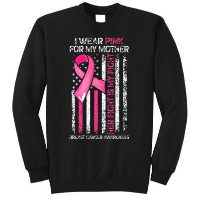 I Wear Pink For My Mother Breast Cancer Ribbon American Flag Sweatshirt