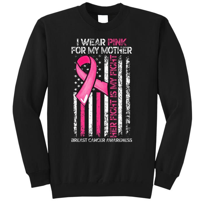 I Wear Pink For My Mother Breast Cancer Ribbon American Flag Sweatshirt