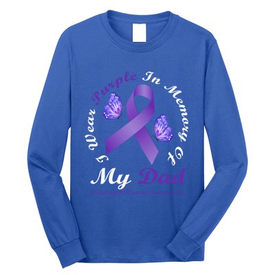 I Wear Purple In Memory Of My Dad Pancreatic Cancer Gift Long Sleeve Shirt