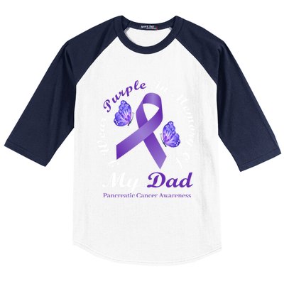 I Wear Purple In Memory Of My Dad Pancreatic Cancer Gift Baseball Sleeve Shirt