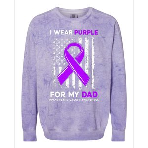 I Wear Purple For My Dad Father Pancreatic Cancer Awareness Colorblast Crewneck Sweatshirt