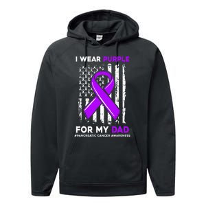 I Wear Purple For My Dad Father Pancreatic Cancer Awareness Performance Fleece Hoodie