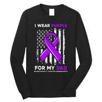 I Wear Purple For My Dad Father Pancreatic Cancer Awareness Long Sleeve Shirt