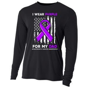 I Wear Purple For My Dad Father Pancreatic Cancer Awareness Cooling Performance Long Sleeve Crew