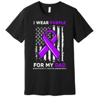 I Wear Purple For My Dad Father Pancreatic Cancer Awareness Premium T-Shirt