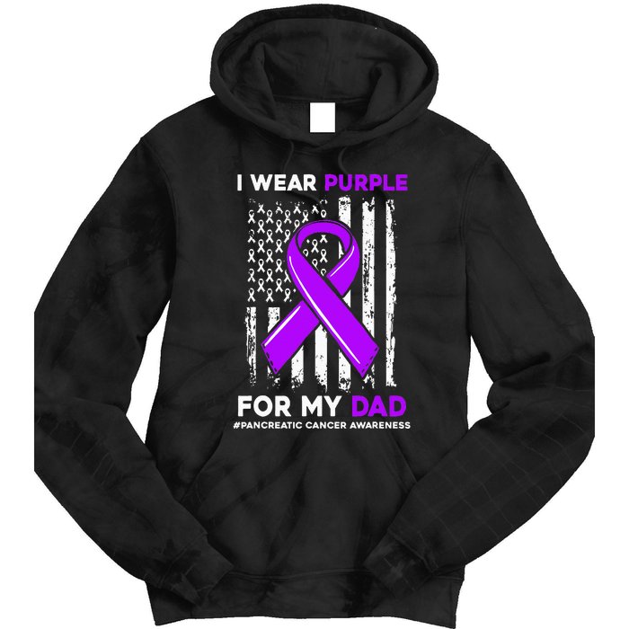 I Wear Purple For My Dad Father Pancreatic Cancer Awareness Tie Dye Hoodie