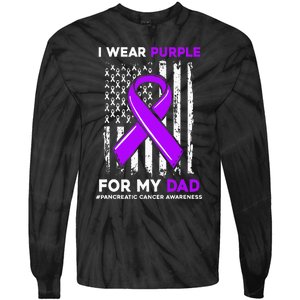 I Wear Purple For My Dad Father Pancreatic Cancer Awareness Tie-Dye Long Sleeve Shirt