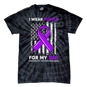 I Wear Purple For My Dad Father Pancreatic Cancer Awareness Tie-Dye T-Shirt