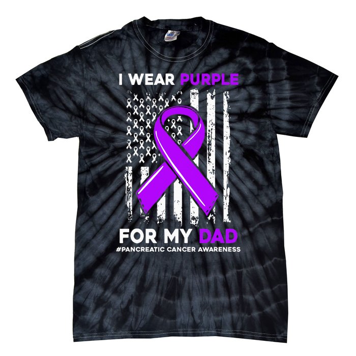 I Wear Purple For My Dad Father Pancreatic Cancer Awareness Tie-Dye T-Shirt