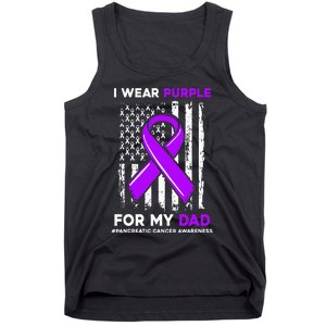 I Wear Purple For My Dad Father Pancreatic Cancer Awareness Tank Top