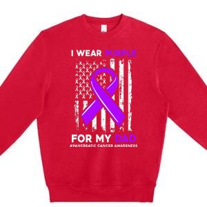 I Wear Purple For My Dad Father Pancreatic Cancer Awareness Premium Crewneck Sweatshirt