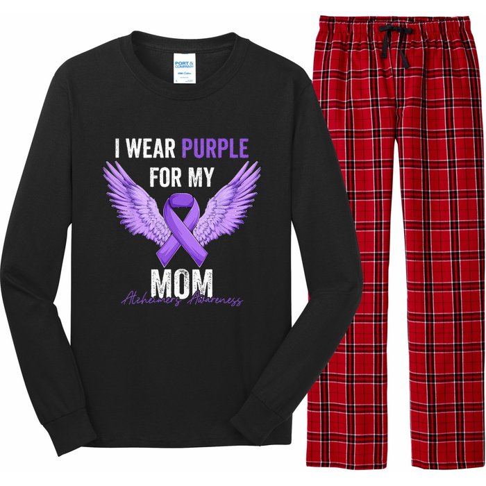 I Wear Purple For My Mom Dementia Alzheimers Awareness Long Sleeve Pajama Set