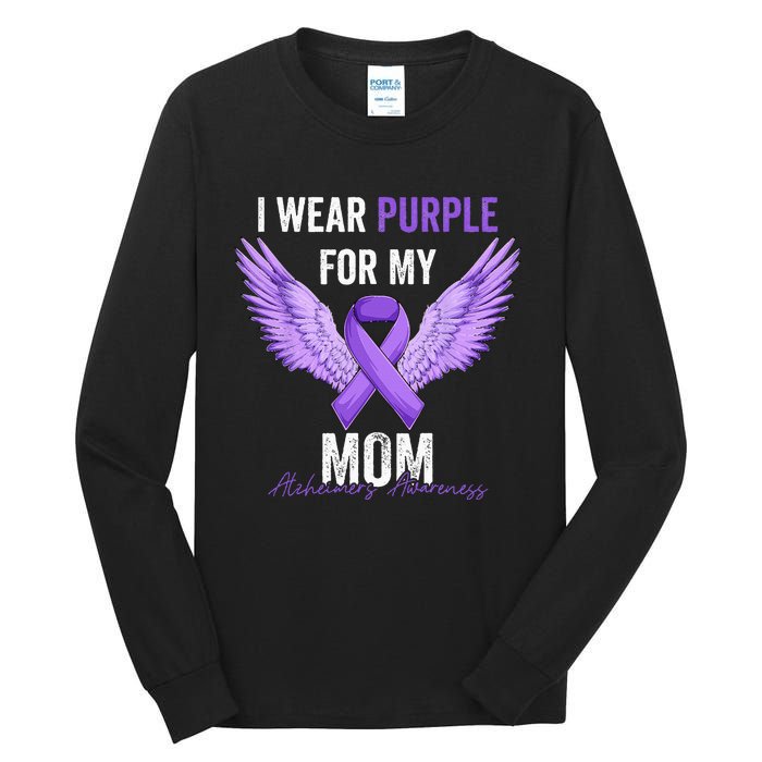 I Wear Purple For My Mom Dementia Alzheimers Awareness Tall Long Sleeve T-Shirt