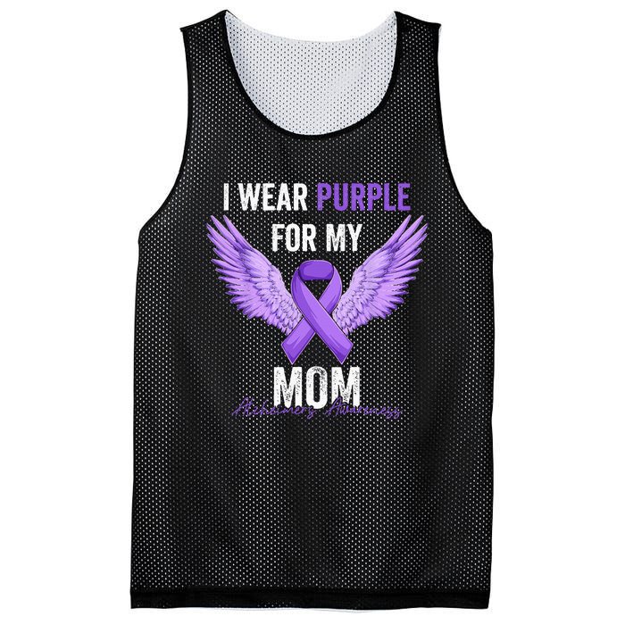 I Wear Purple For My Mom Dementia Alzheimers Awareness Mesh Reversible Basketball Jersey Tank