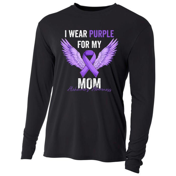 I Wear Purple For My Mom Dementia Alzheimers Awareness Cooling Performance Long Sleeve Crew