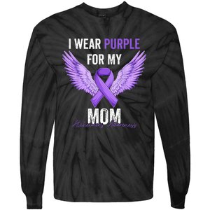 I Wear Purple For My Mom Dementia Alzheimers Awareness Tie-Dye Long Sleeve Shirt