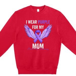 I Wear Purple For My Mom Dementia Alzheimers Awareness Premium Crewneck Sweatshirt