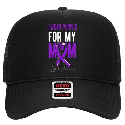 I Wear Purple For My Mom Fighter Lupus Awareness High Crown Mesh Back Trucker Hat