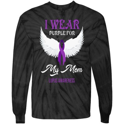 I Wear Purple For My Mom Gift Lupus Awareness Tie-Dye Long Sleeve Shirt