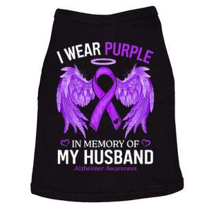 I Wear Purple In Memory Of My Husband Alzheimer Awareness Doggie Tank