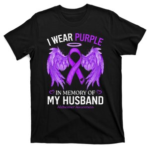 I Wear Purple In Memory Of My Husband Alzheimer Awareness T-Shirt