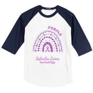 I Wear Purple For My Grandfather Testicular Cancer Awareness Gift Baseball Sleeve Shirt