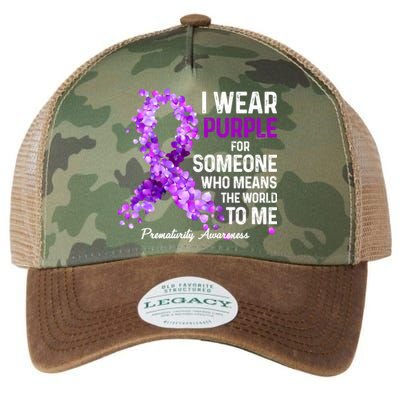 I Wear Purple For Someone Special Prematurity Awareness Gift Legacy Tie Dye Trucker Hat