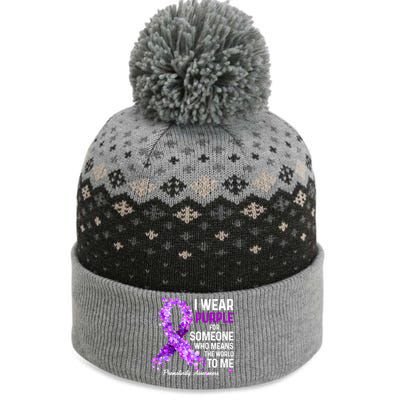 I Wear Purple For Someone Special Prematurity Awareness Gift The Baniff Cuffed Pom Beanie