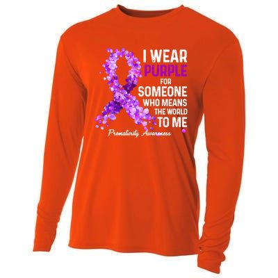 I Wear Purple For Someone Special Prematurity Awareness Gift Cooling Performance Long Sleeve Crew