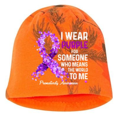 I Wear Purple For Someone Special Prematurity Awareness Gift Kati - Camo Knit Beanie