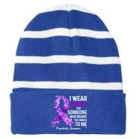 I Wear Purple For Someone Special Prematurity Awareness Gift Striped Beanie with Solid Band