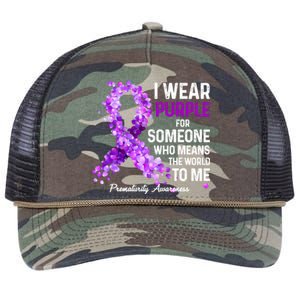 I Wear Purple For Someone Special Prematurity Awareness Gift Retro Rope Trucker Hat Cap