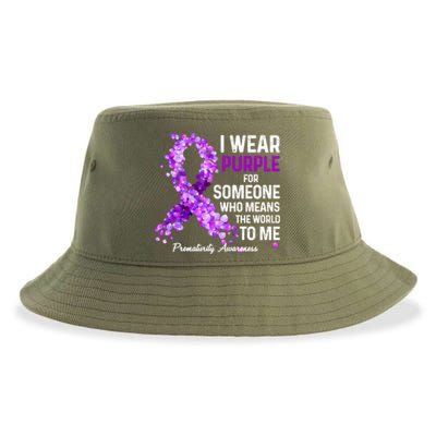 I Wear Purple For Someone Special Prematurity Awareness Gift Sustainable Bucket Hat