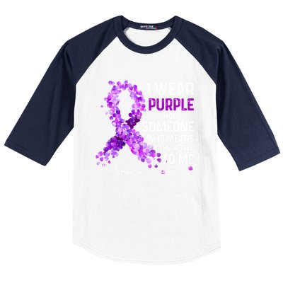 I Wear Purple For Someone Special Prematurity Awareness Gift Baseball Sleeve Shirt